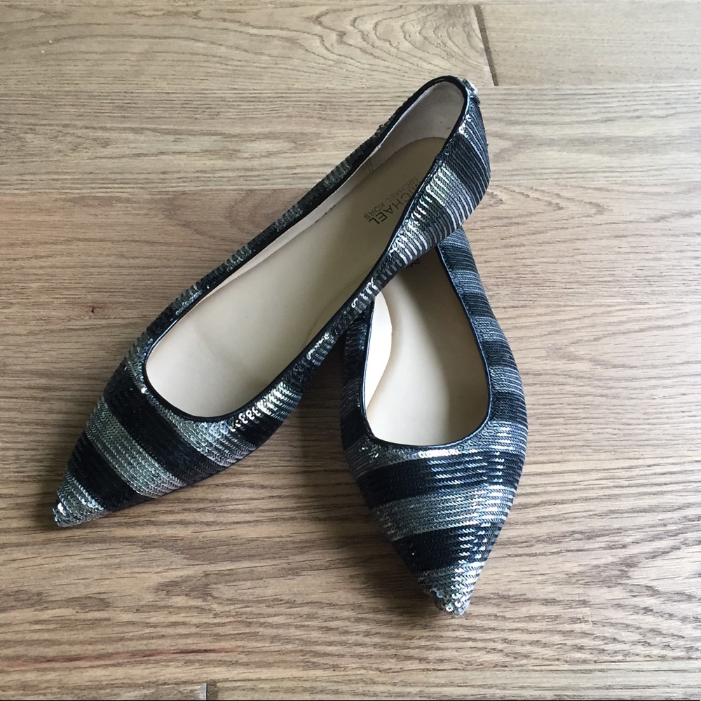 MIchael Kors sequin stripes pointy flats
